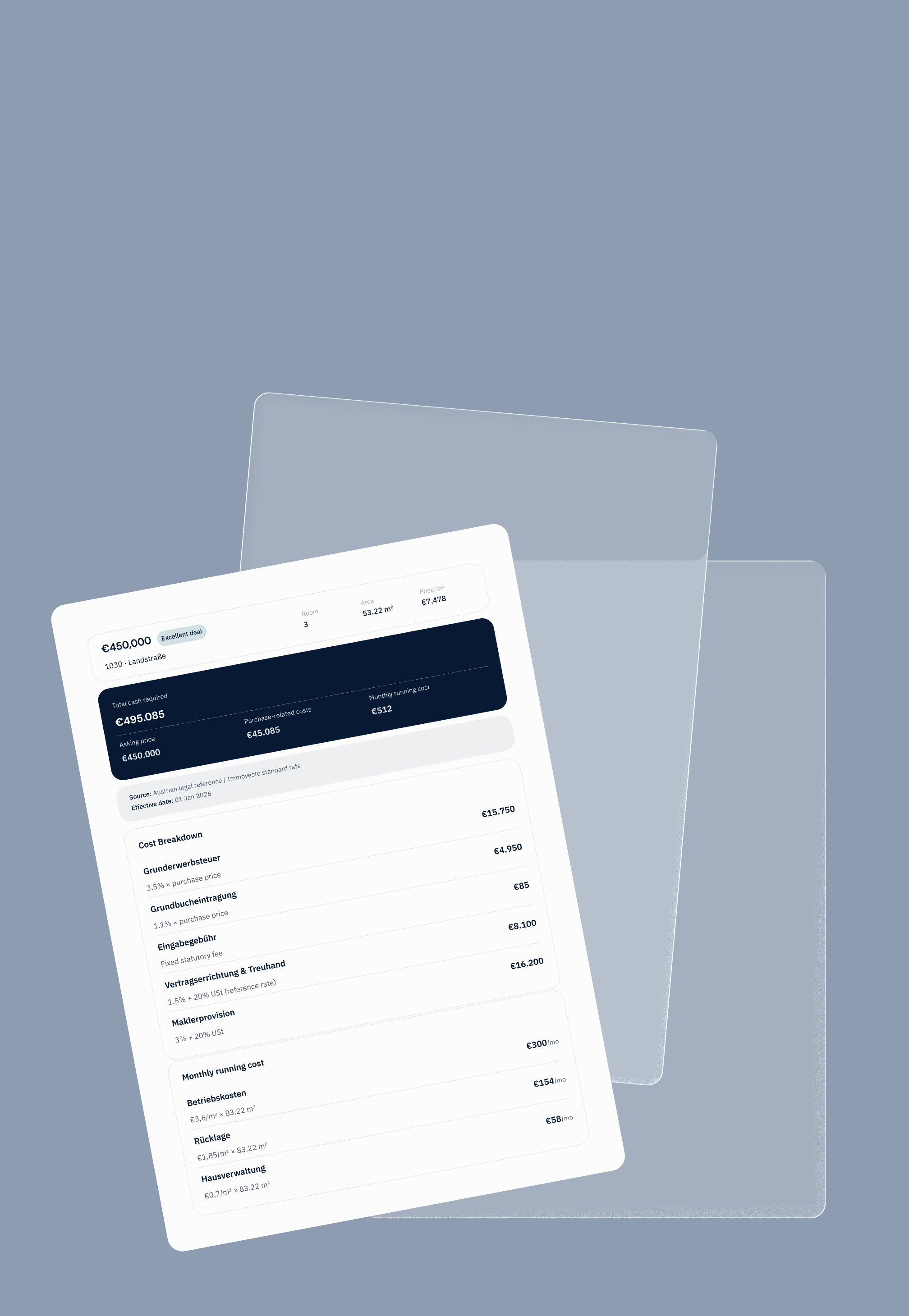 Affordability calculator cost breakdown preview